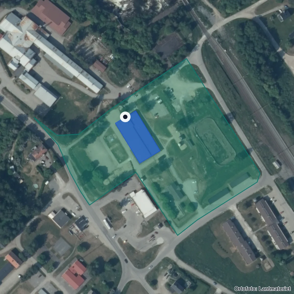 Flygbild över Torpshammars skola, ortofoto från Lantmäteriet