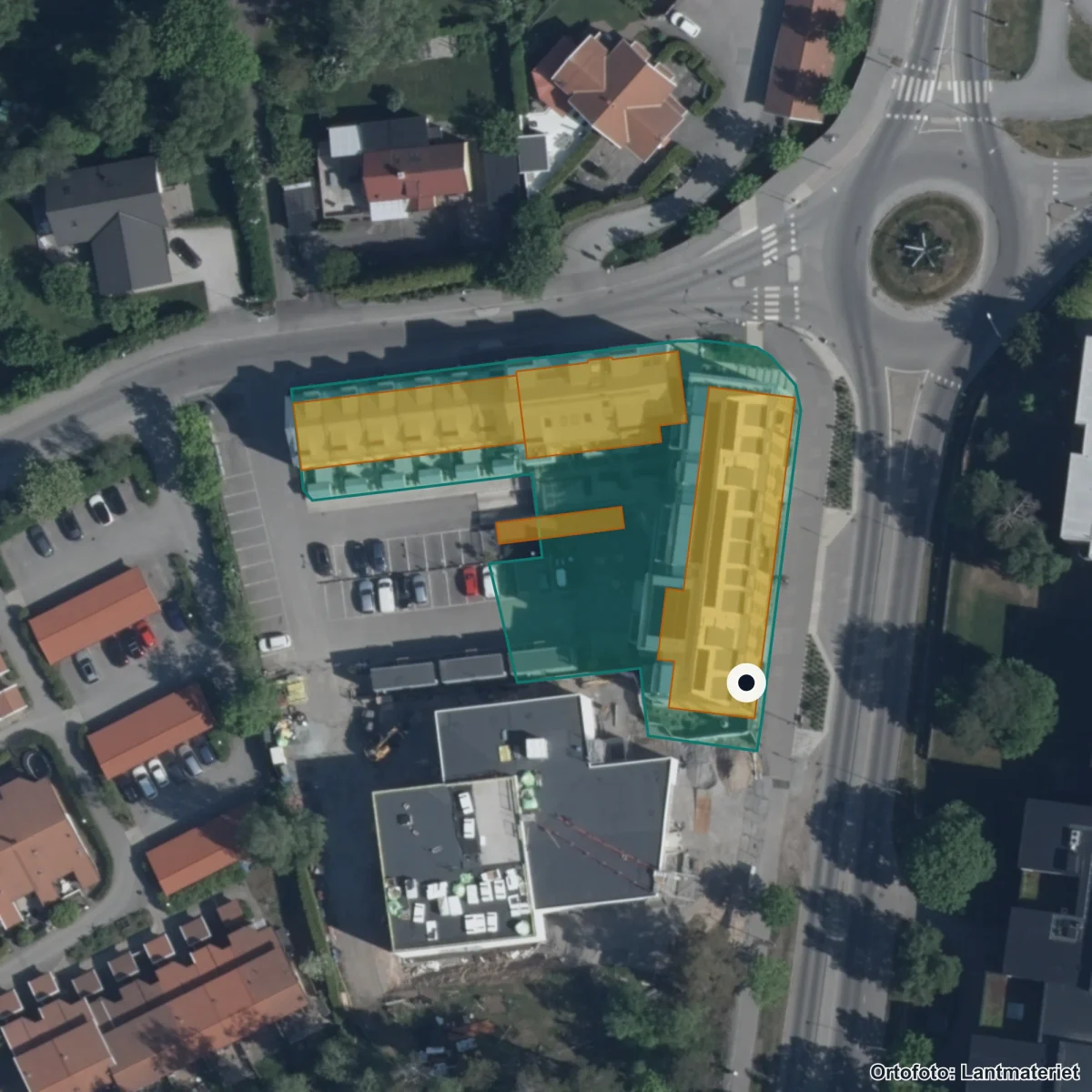 Flygbild över Kunskapsparken SFI, ortofoto från Lantmäteriet
