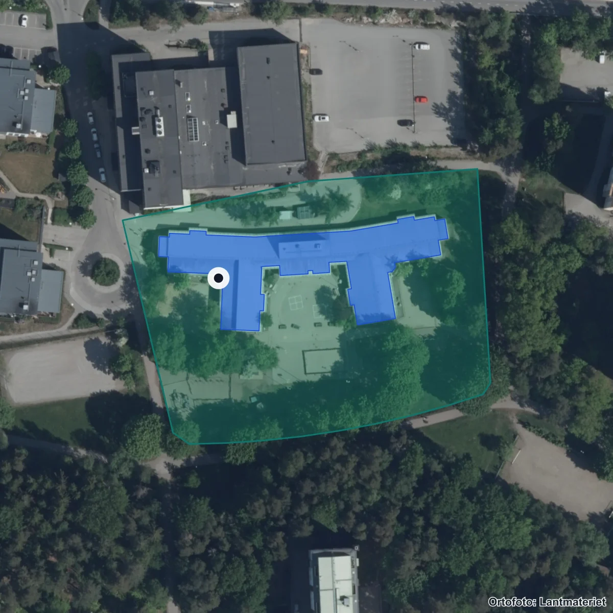 Flygbild över Norskolan, ortofoto från Lantmäteriet