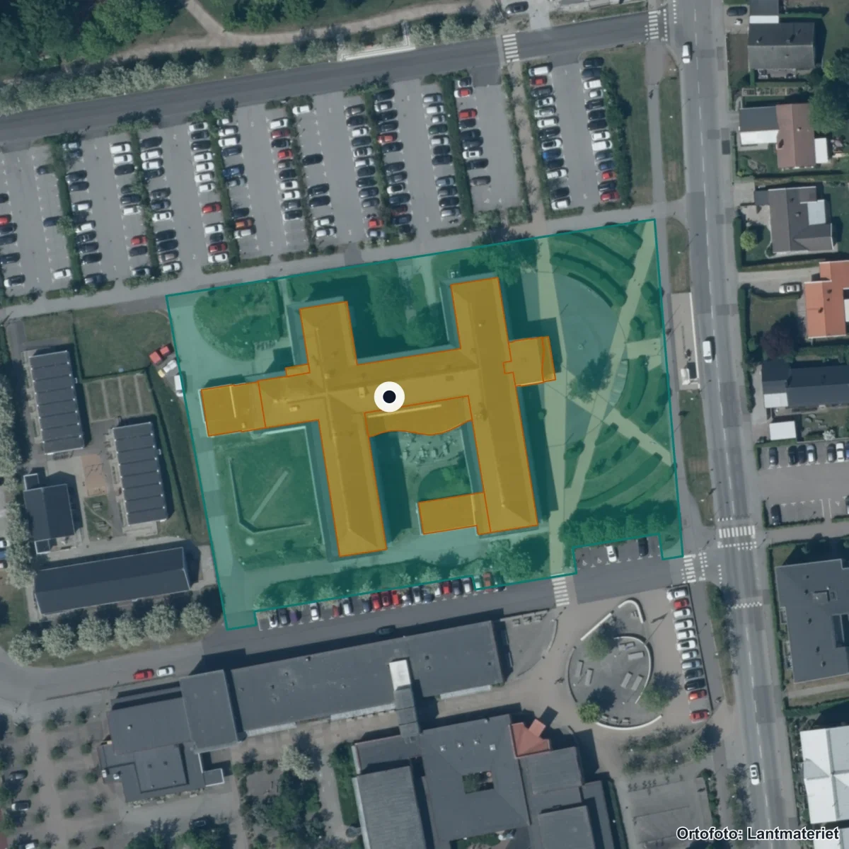 Flygbild över Central Insamlingsenhet, ortofoto från Lantmäteriet