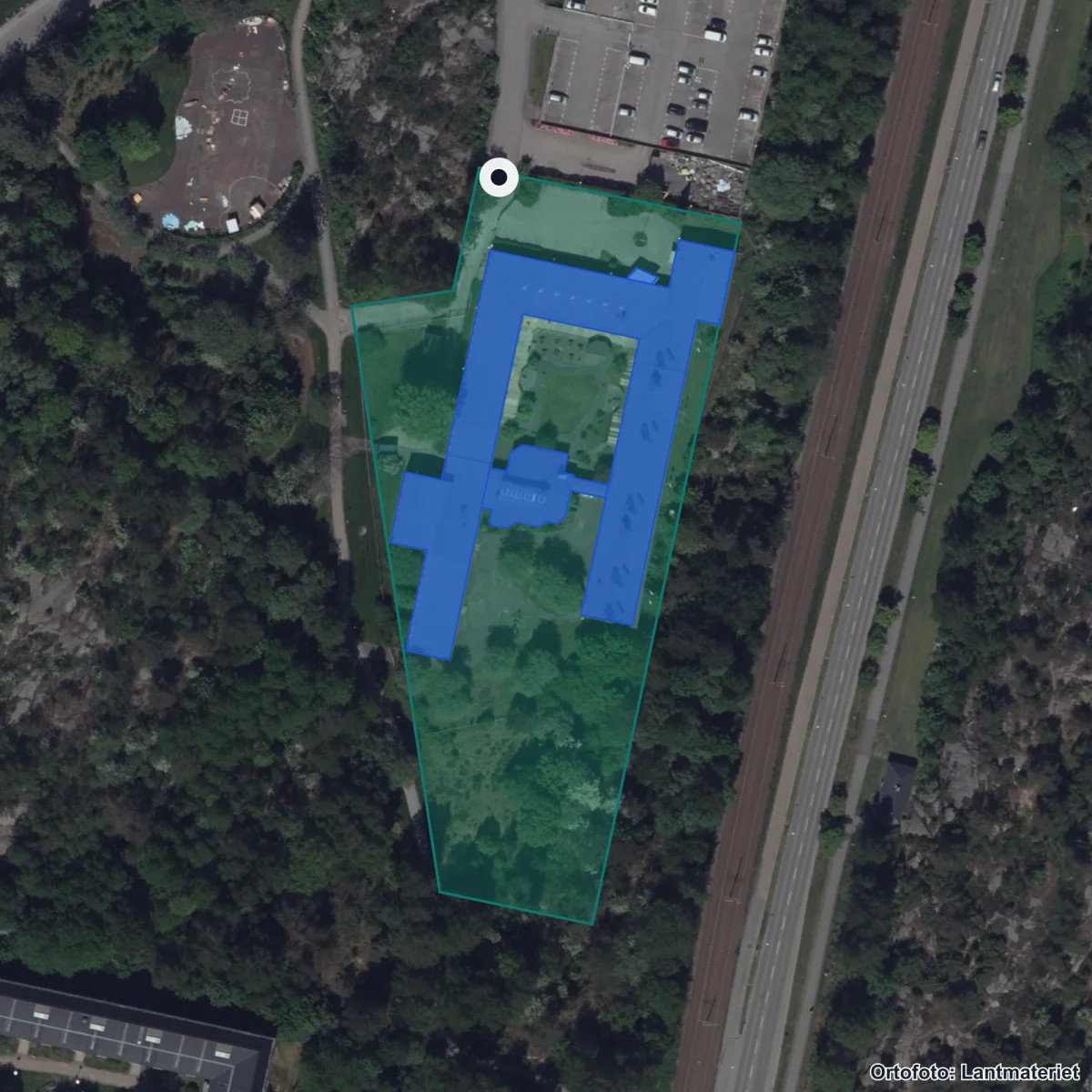 Flygbild över Hökegården AG2, ortofoto från Lantmäteriet
