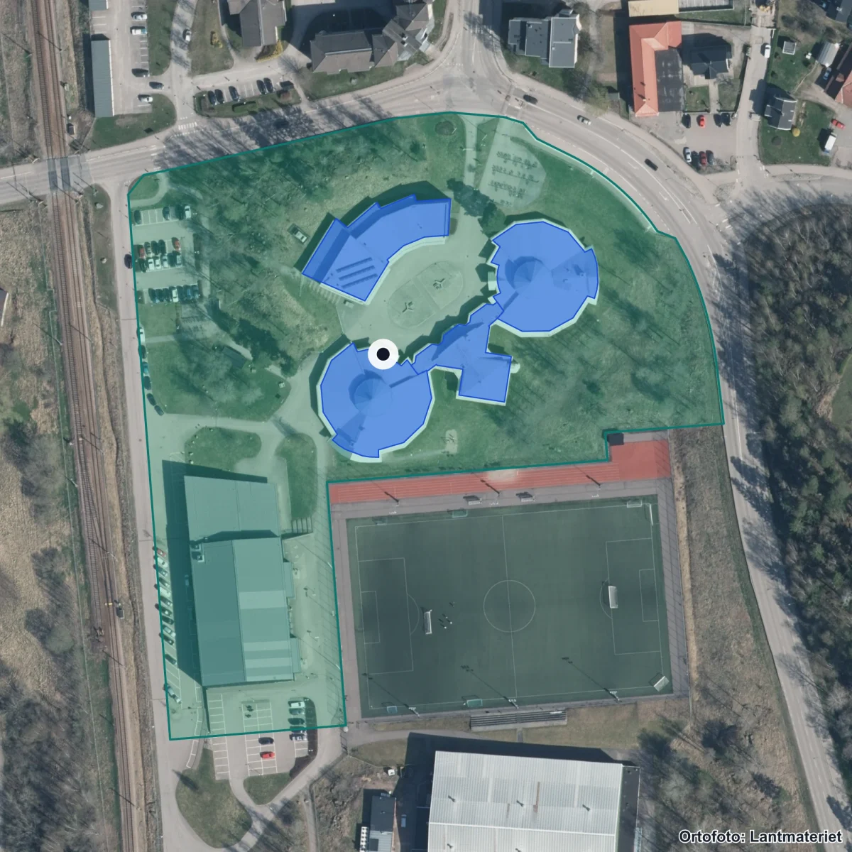 Flygbild över Hammarskolan, ortofoto från Lantmäteriet