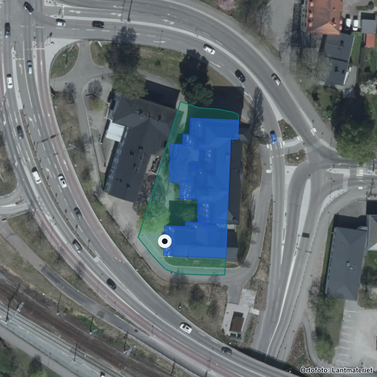 Flygbild över Vägledning och pedagogisk stöd, ortofoto från Lantmäteriet