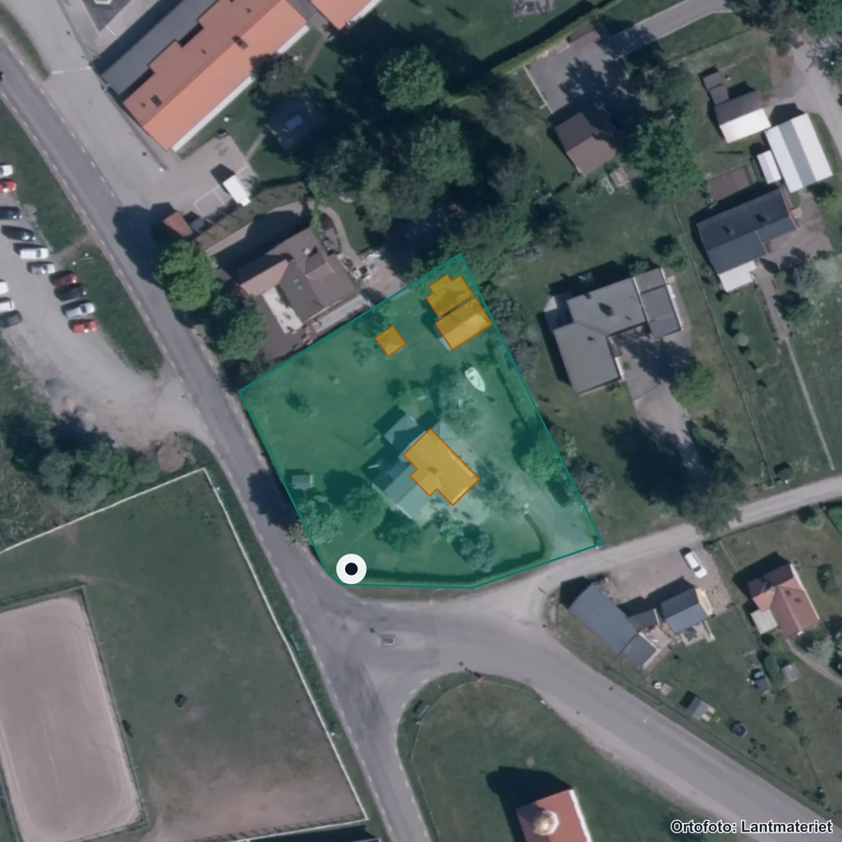 Flygbild över Råda skola, ortofoto från Lantmäteriet