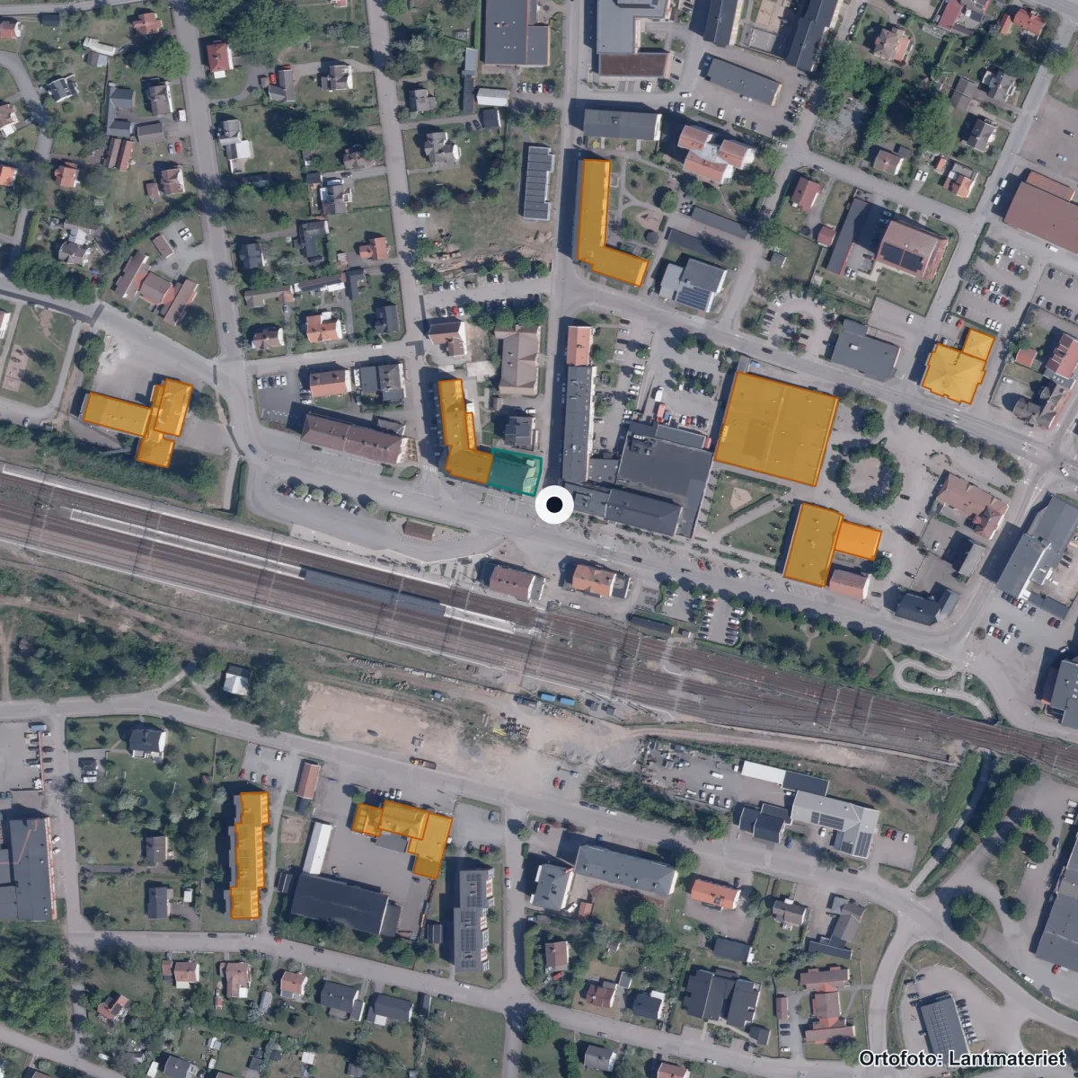 Flygbild över Central Insamlingsenhet, ortofoto från Lantmäteriet