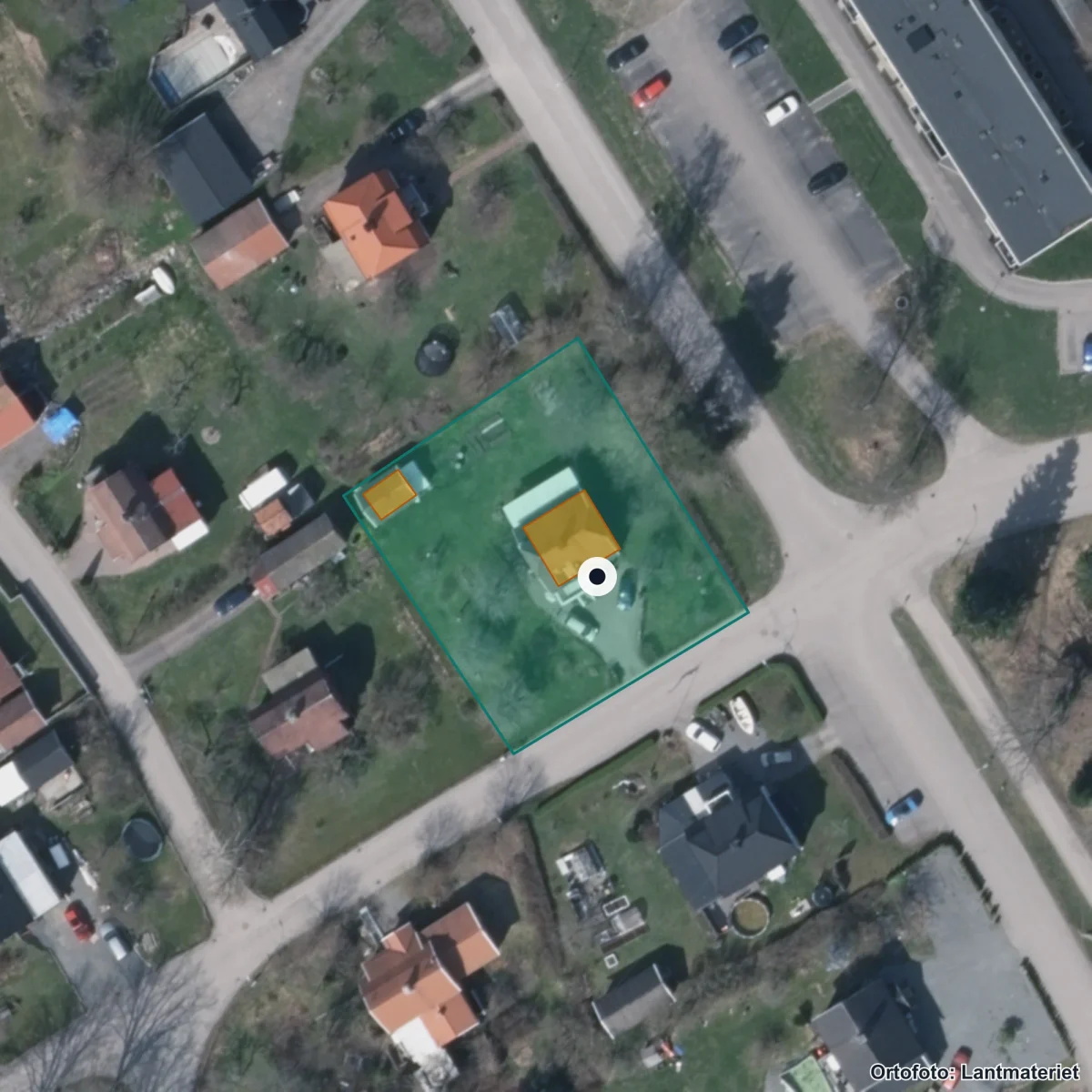 Flygbild över Malmaskolan, ortofoto från Lantmäteriet