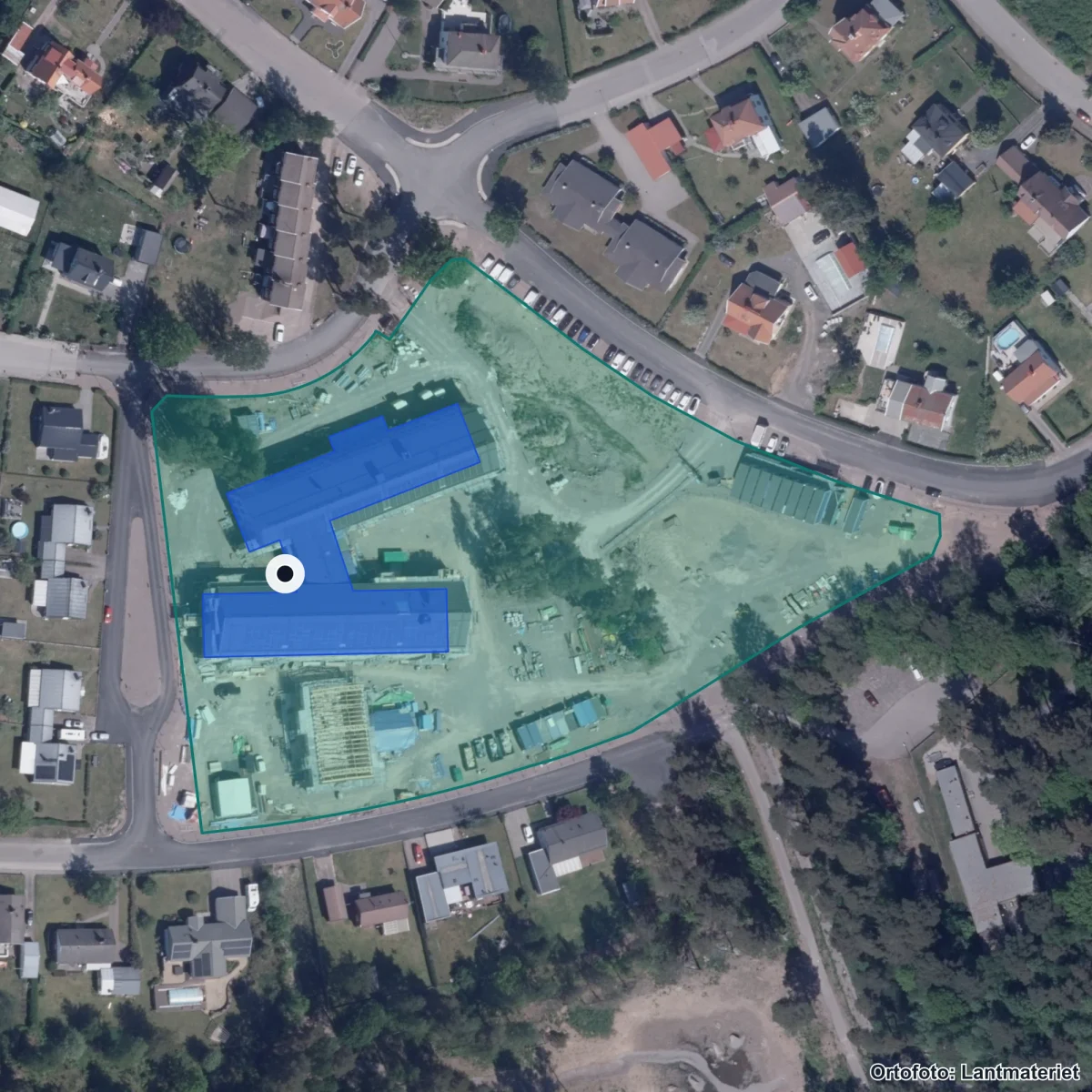 Flygbild över Västerängsskolan, ortofoto från Lantmäteriet