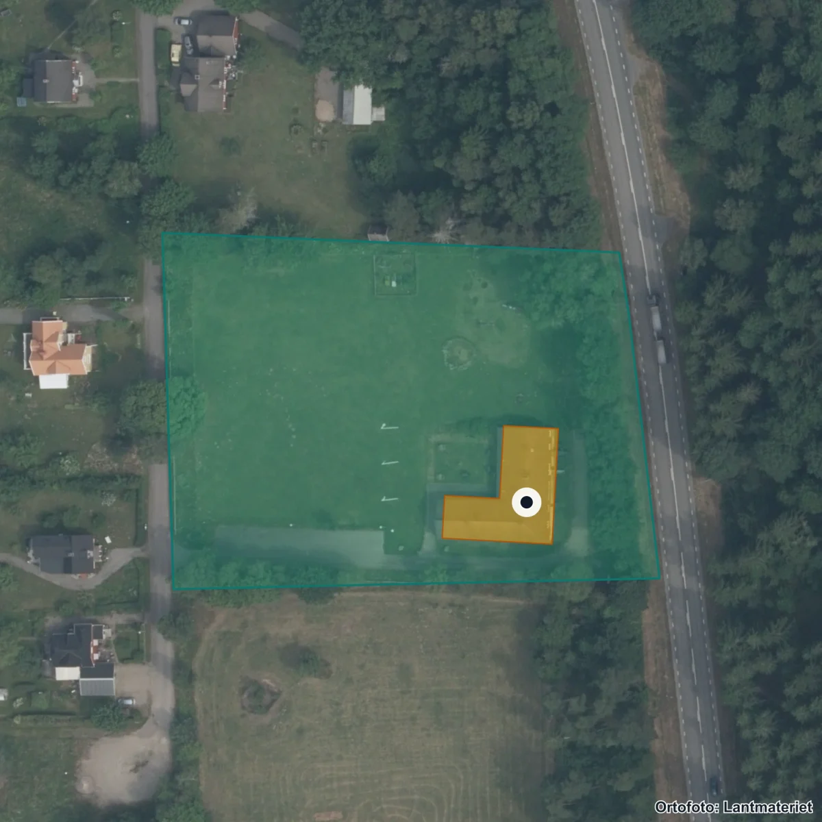 Flygbild över Kronobergshed skola, ortofoto från Lantmäteriet