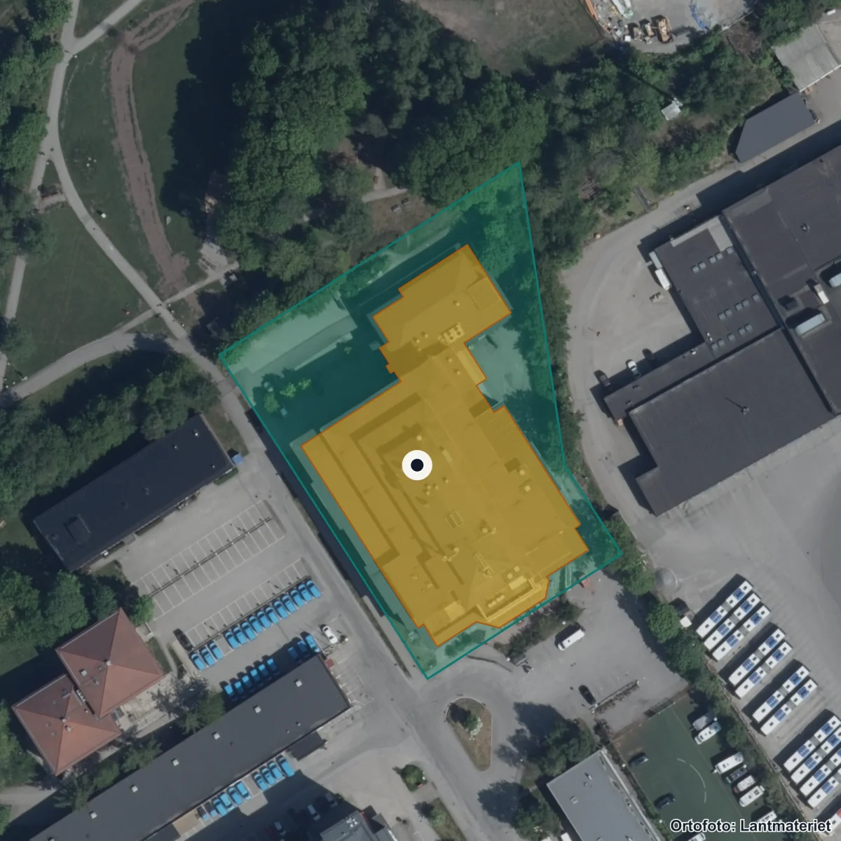 Flygbild över Kunskapscentrum Nordost, ortofoto från Lantmäteriet