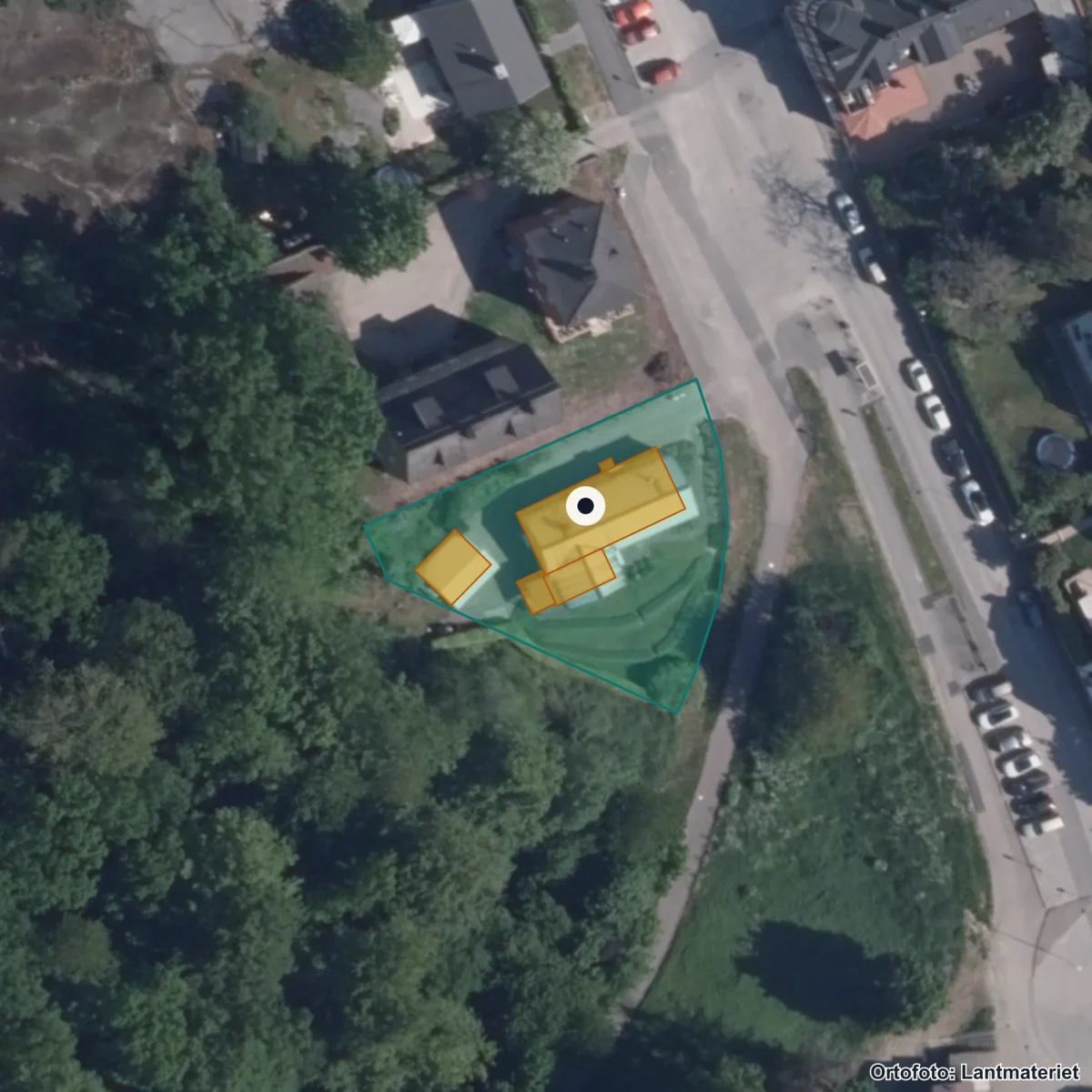 Flygbild över Sternöskolan, ortofoto från Lantmäteriet