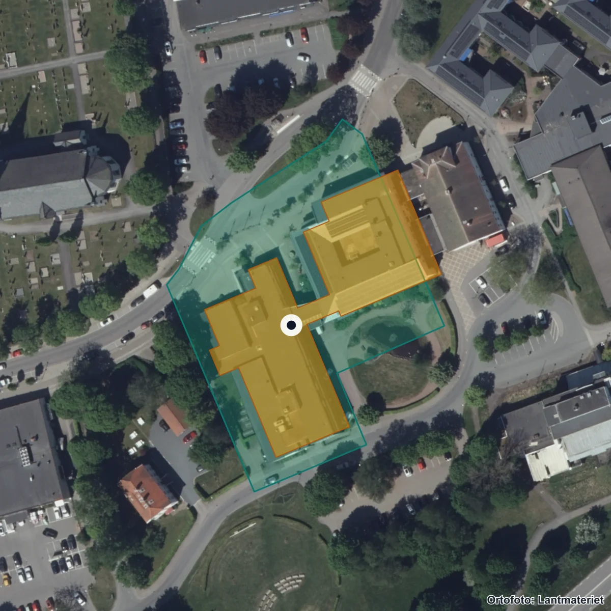 Flygbild över Modersmålsundervisning, ortofoto från Lantmäteriet