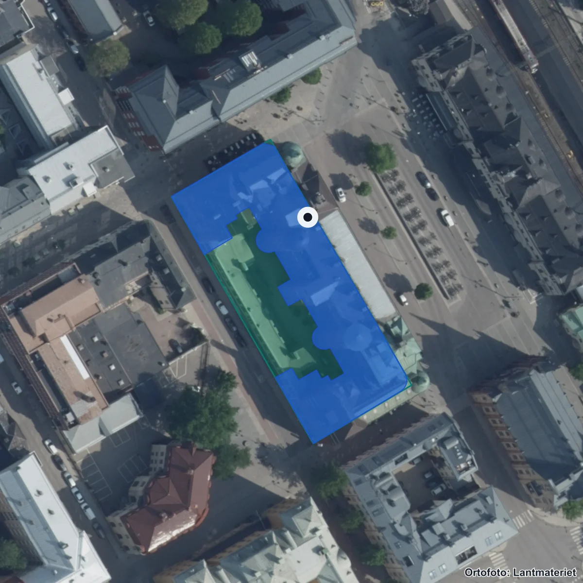 Flygbild över NTI Vetenskapsgymnasiet Gävle, ortofoto från Lantmäteriet