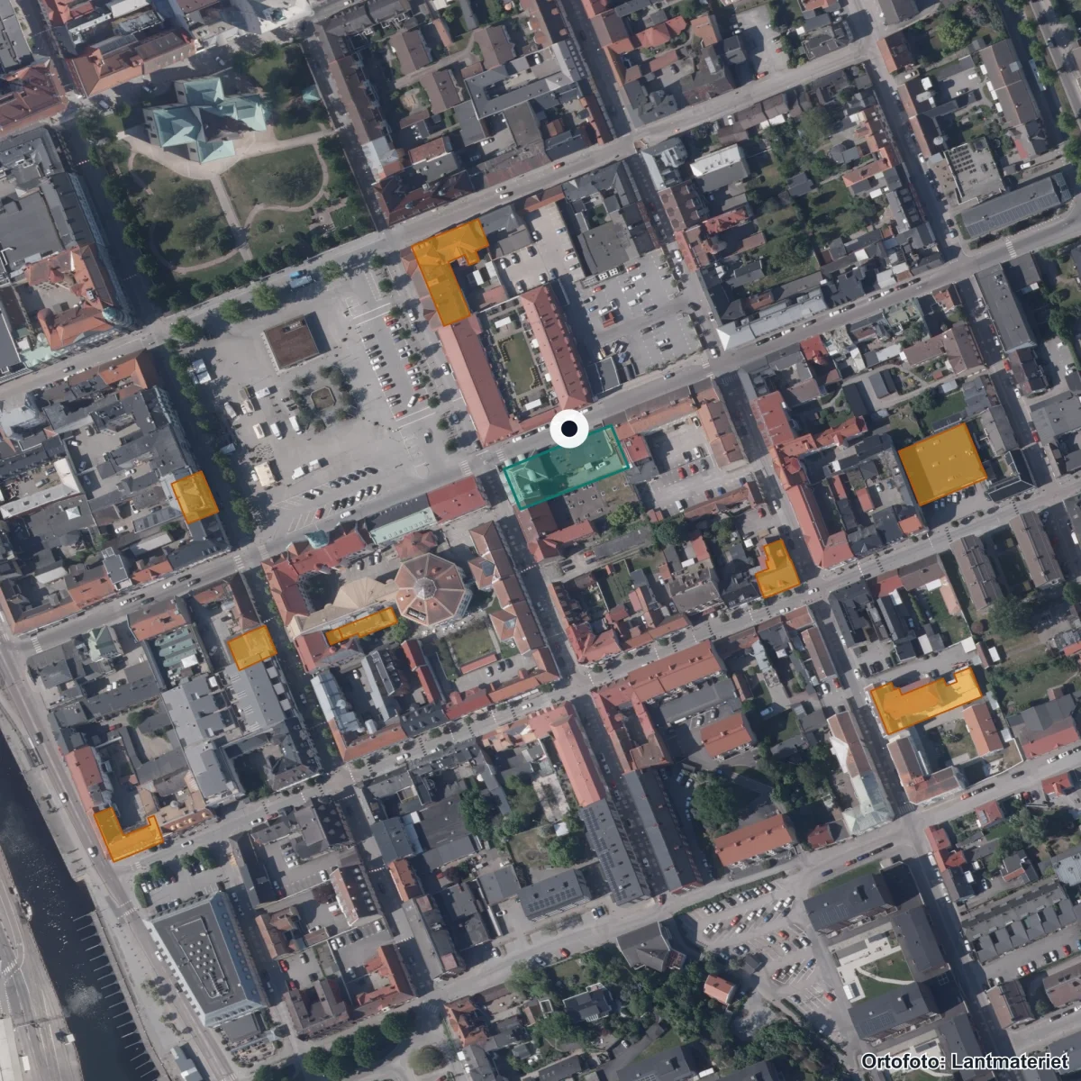 Flygbild över Central Insamlingsenhet, ortofoto från Lantmäteriet