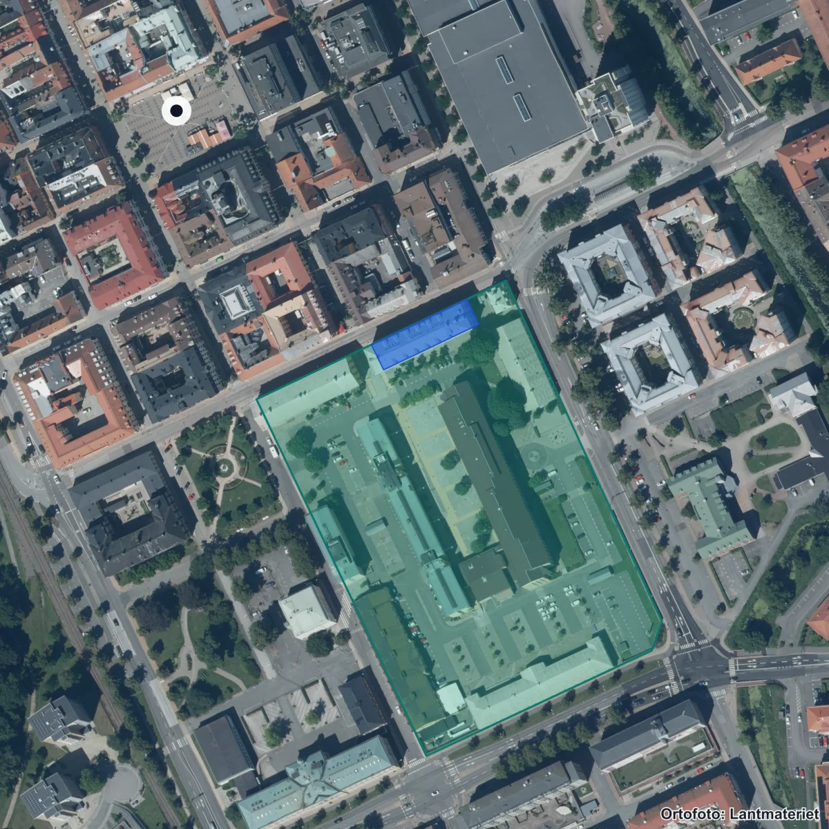 Flygbild över Central Insamlingsenhet Enskild verksamhet, ortofoto från Lantmäteriet