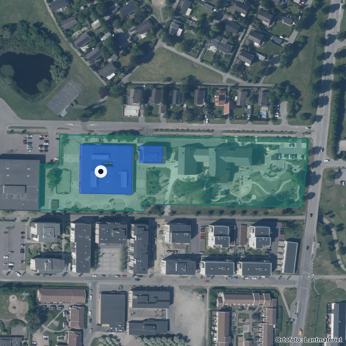 Flygbild över Baraskolan F-3, ortofoto från Lantmäteriet
