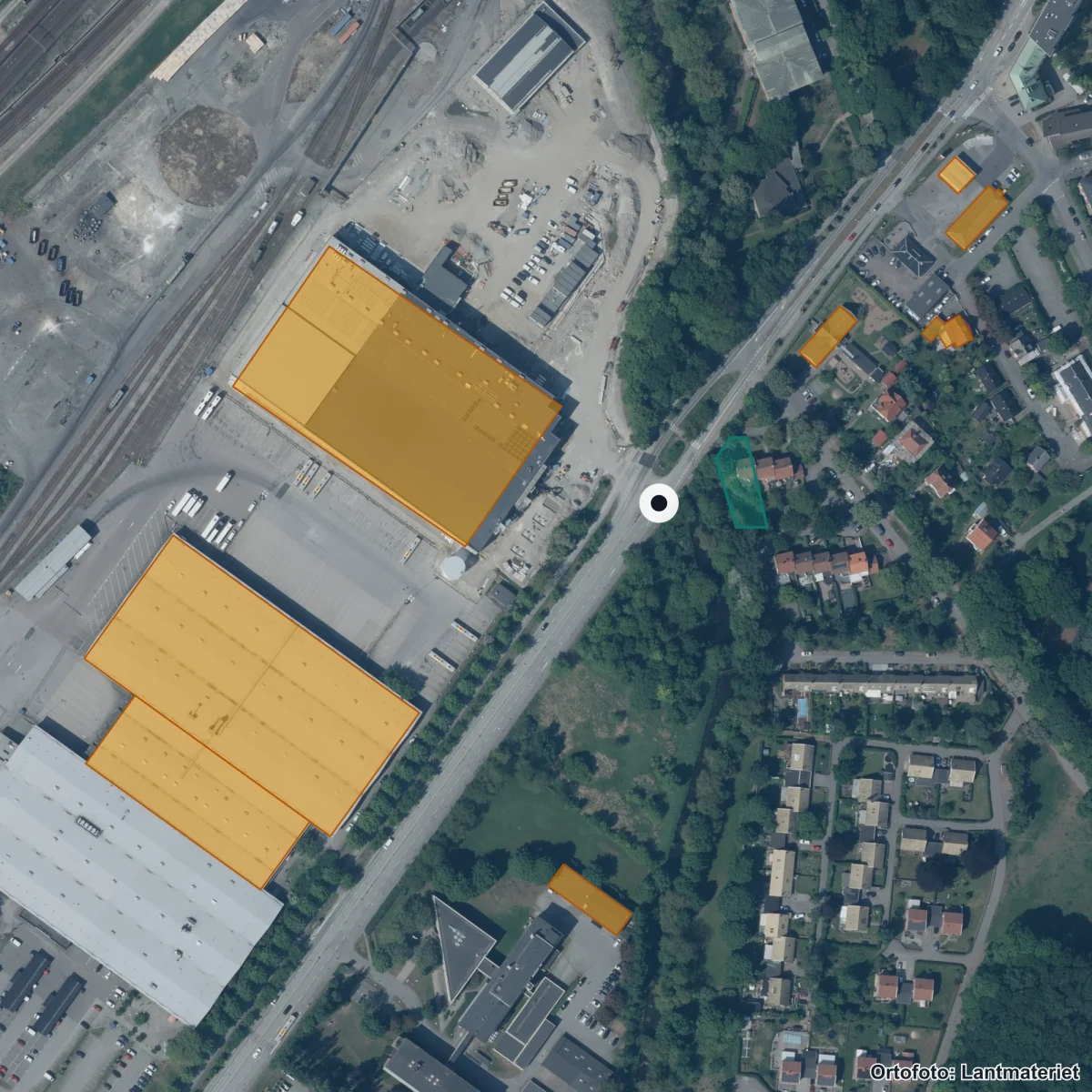 Flygbild över Vårboskolan, ortofoto från Lantmäteriet