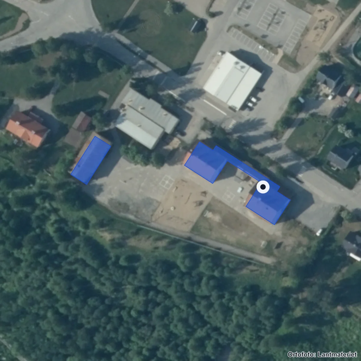 Flygbild över Näsåkers skola, ortofoto från Lantmäteriet