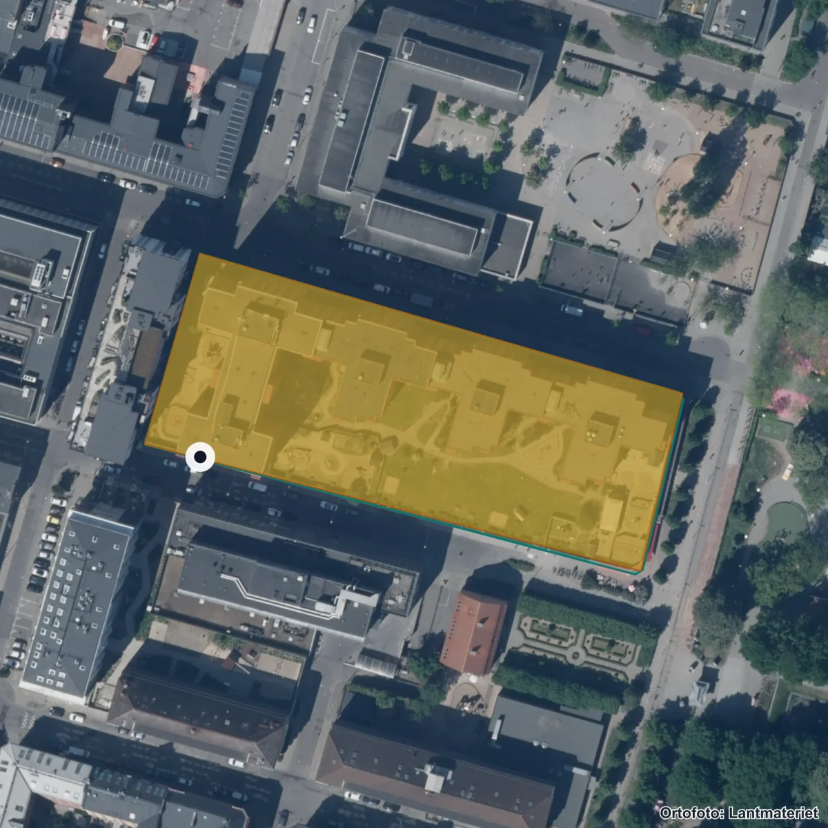 Flygbild över Edens Förskola, ortofoto från Lantmäteriet