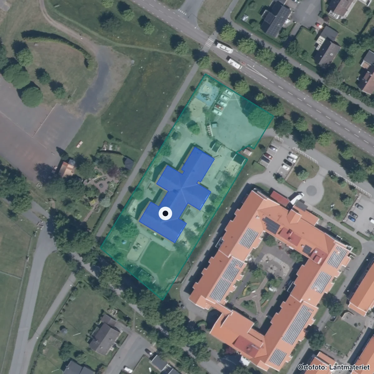 Flygbild över Polkagrisen, ortofoto från Lantmäteriet