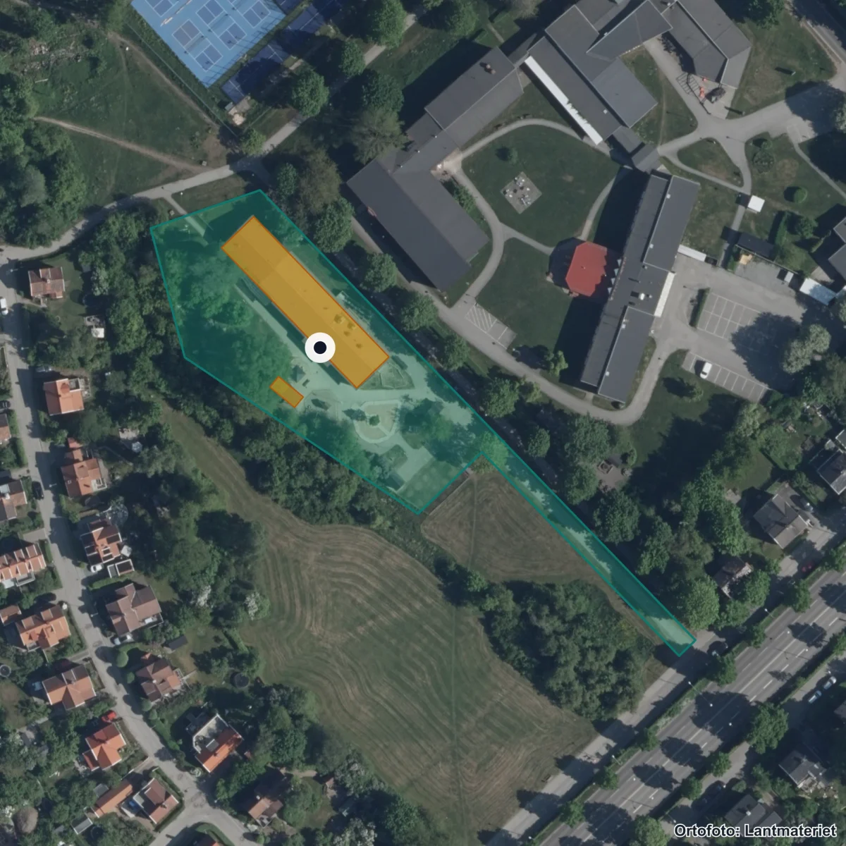 Flygbild över Förskolan Drottningholmsvägen 510 A, ortofoto från Lantmäteriet
