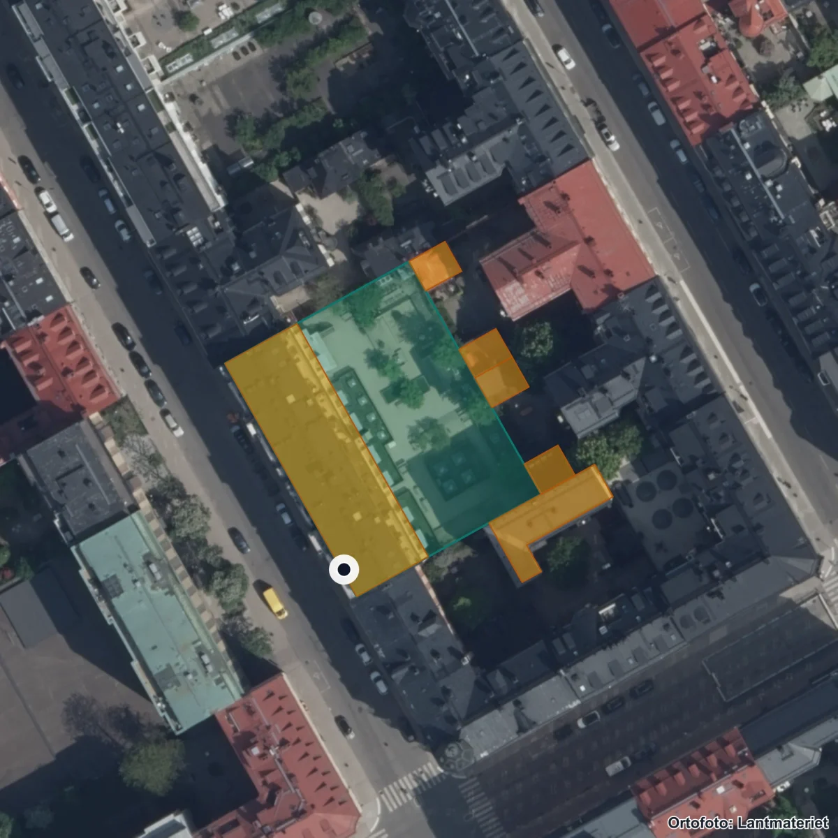 Flygbild över Förskolan Sirius, ortofoto från Lantmäteriet