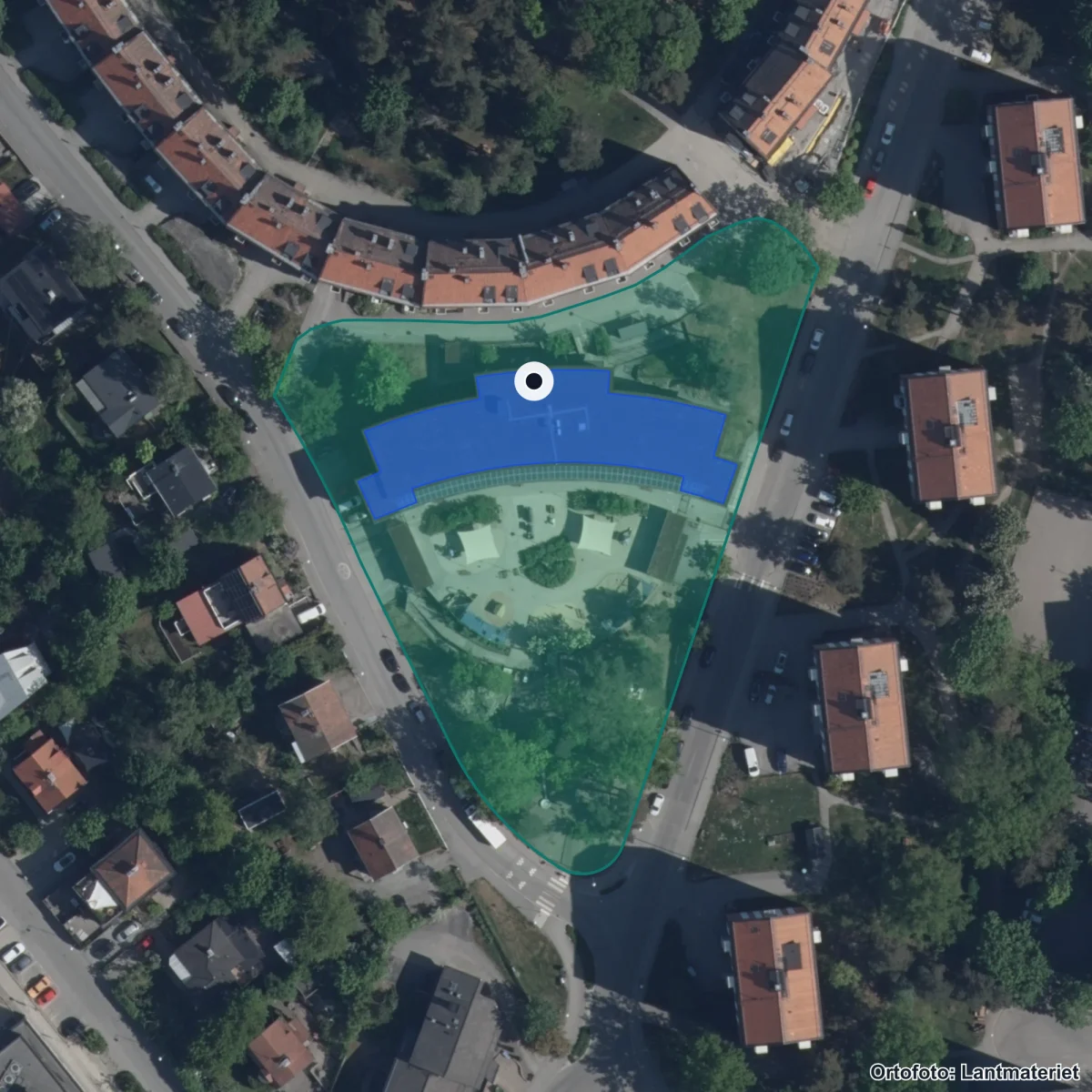 Flygbild över Vargen, ortofoto från Lantmäteriet