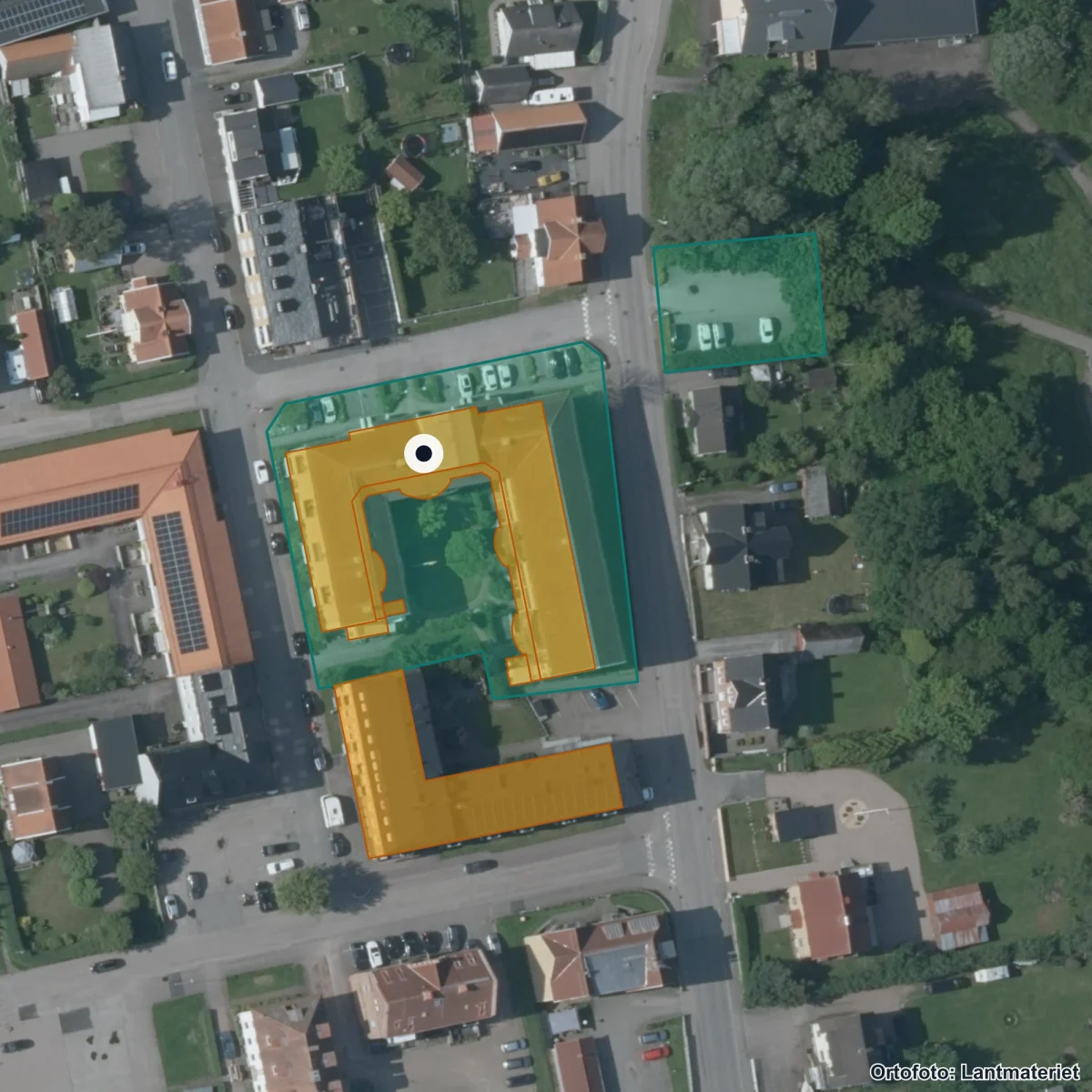 Flygbild över Suse Förskola, ortofoto från Lantmäteriet
