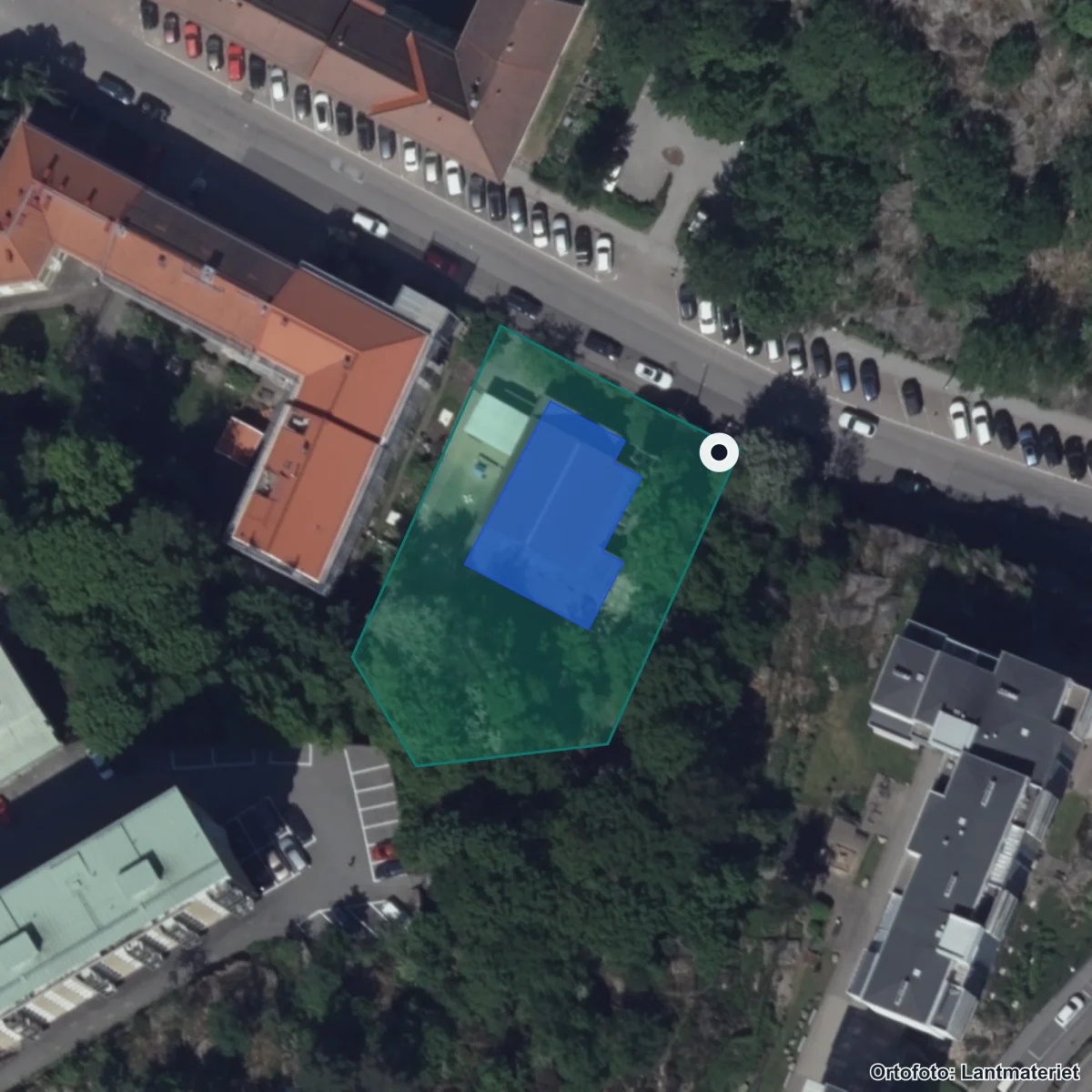 Flygbild över Såggatan 73 Förskola, ortofoto från Lantmäteriet