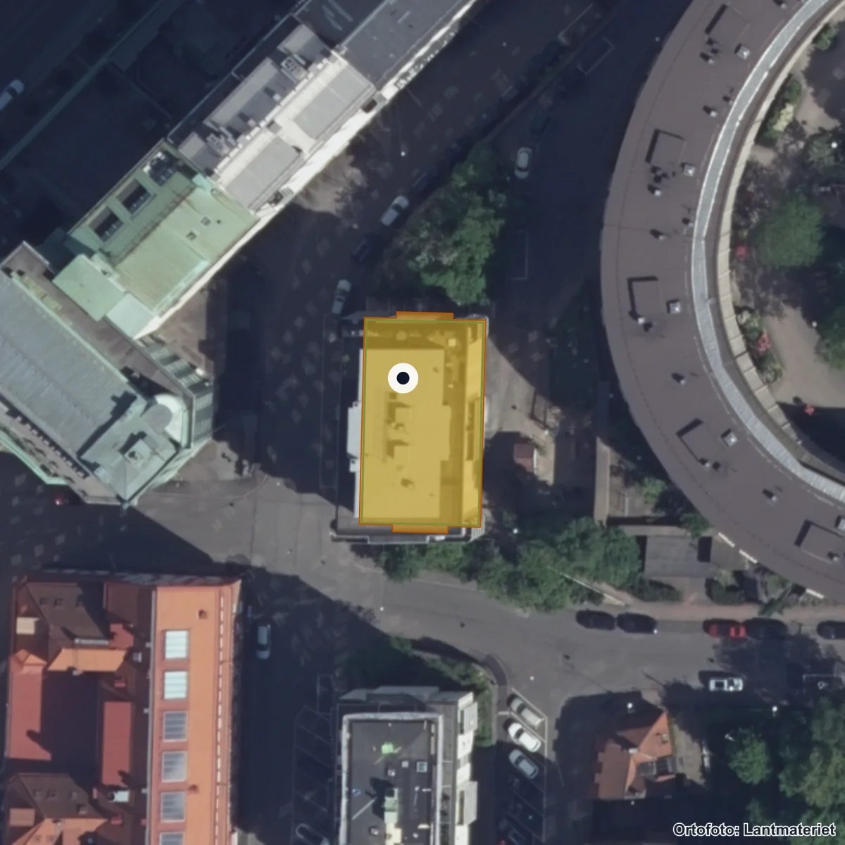 Flygbild över Lasarettsgatan 7 A Förskola, ortofoto från Lantmäteriet