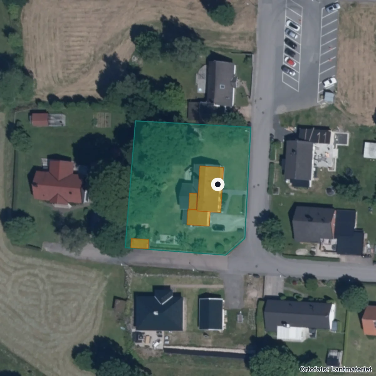 Flygbild över Bokskogens Förskola, ortofoto från Lantmäteriet