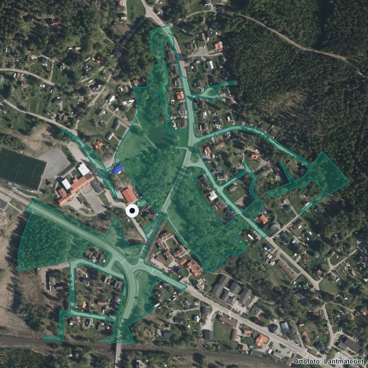 Flygbild över Kvarnen, ortofoto från Lantmäteriet