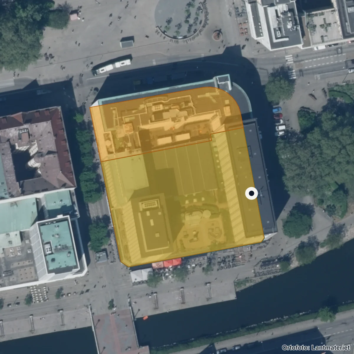 Flygbild över Södertulls Förskola, ortofoto från Lantmäteriet