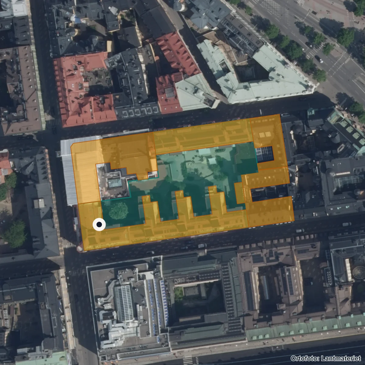 Flygbild över Förskolan Sture, ortofoto från Lantmäteriet