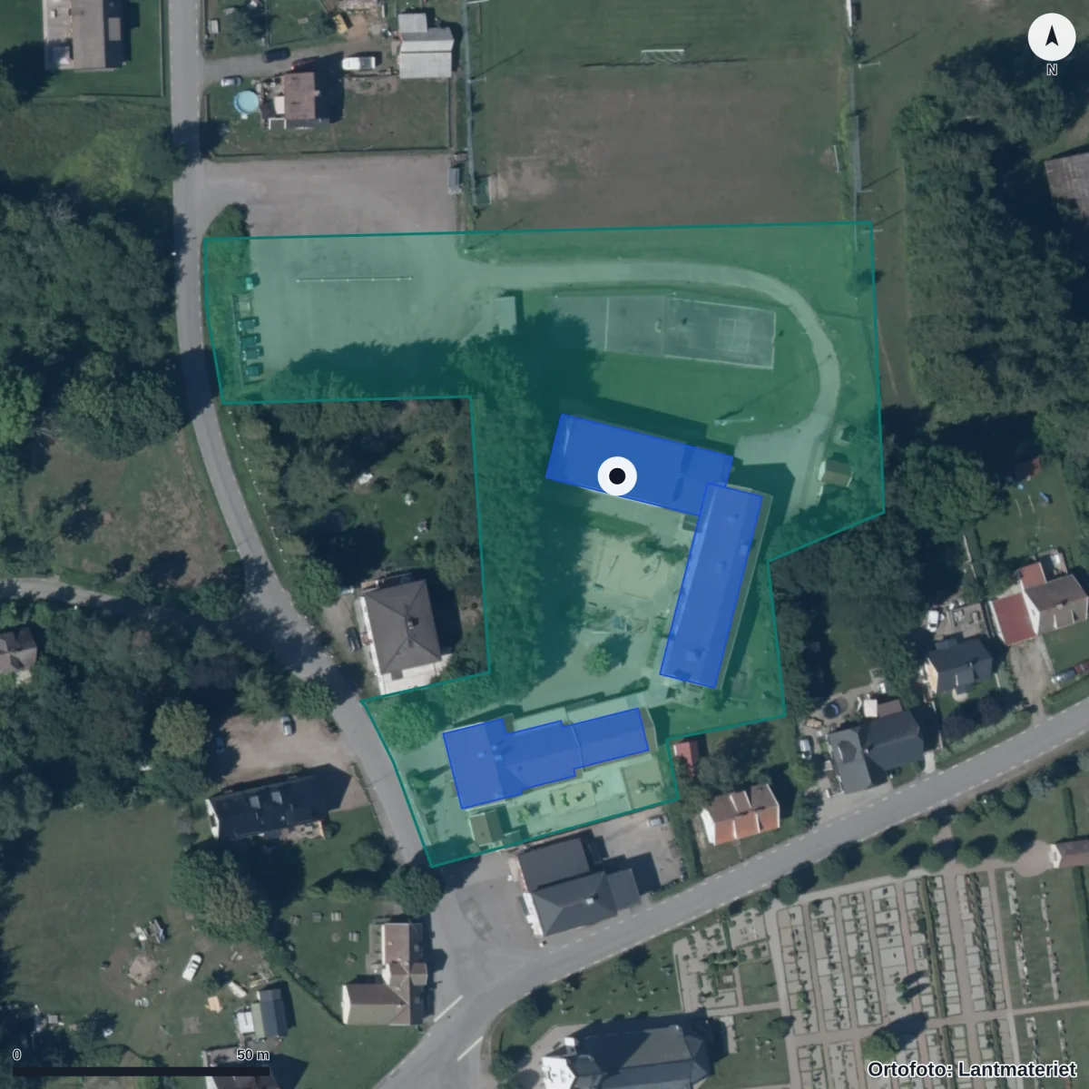 Flygbild över Björnligans Förskola, Killhult, ortofoto från Lantmäteriet