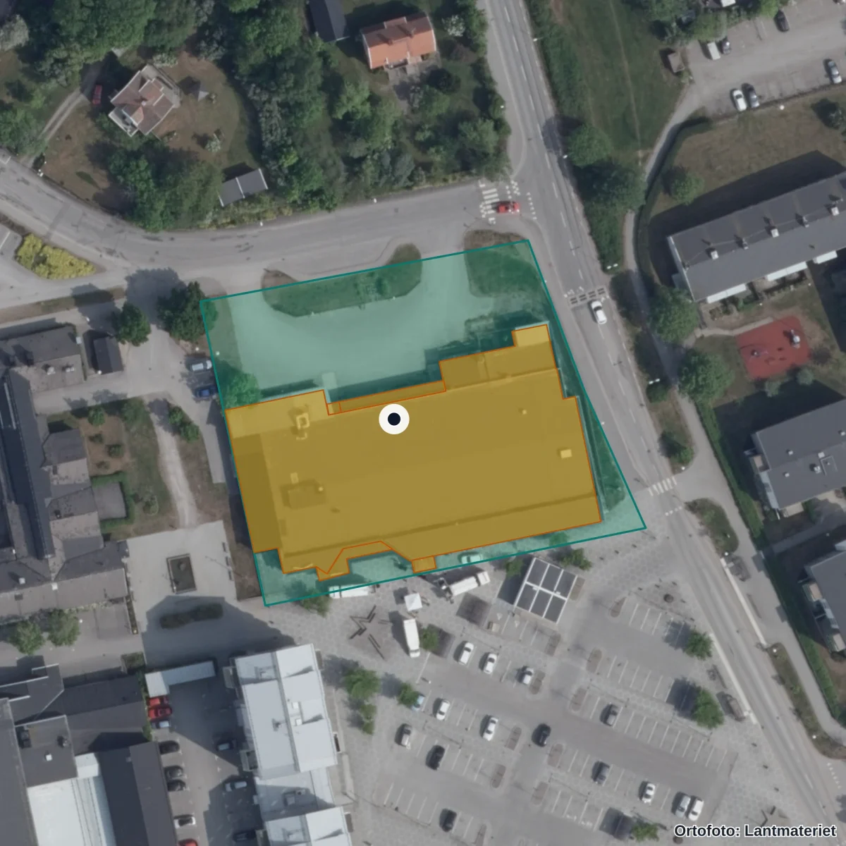 Flygbild över Fagerängs Förskola, ortofoto från Lantmäteriet