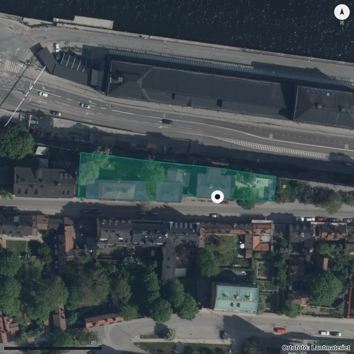 Flygbild över Förskolan Sofia Småbarnsskola, ortofoto från Lantmäteriet