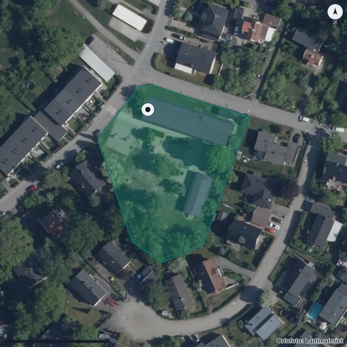 Flygbild över Förskolan Järneken, Pysslingen, ortofoto från Lantmäteriet