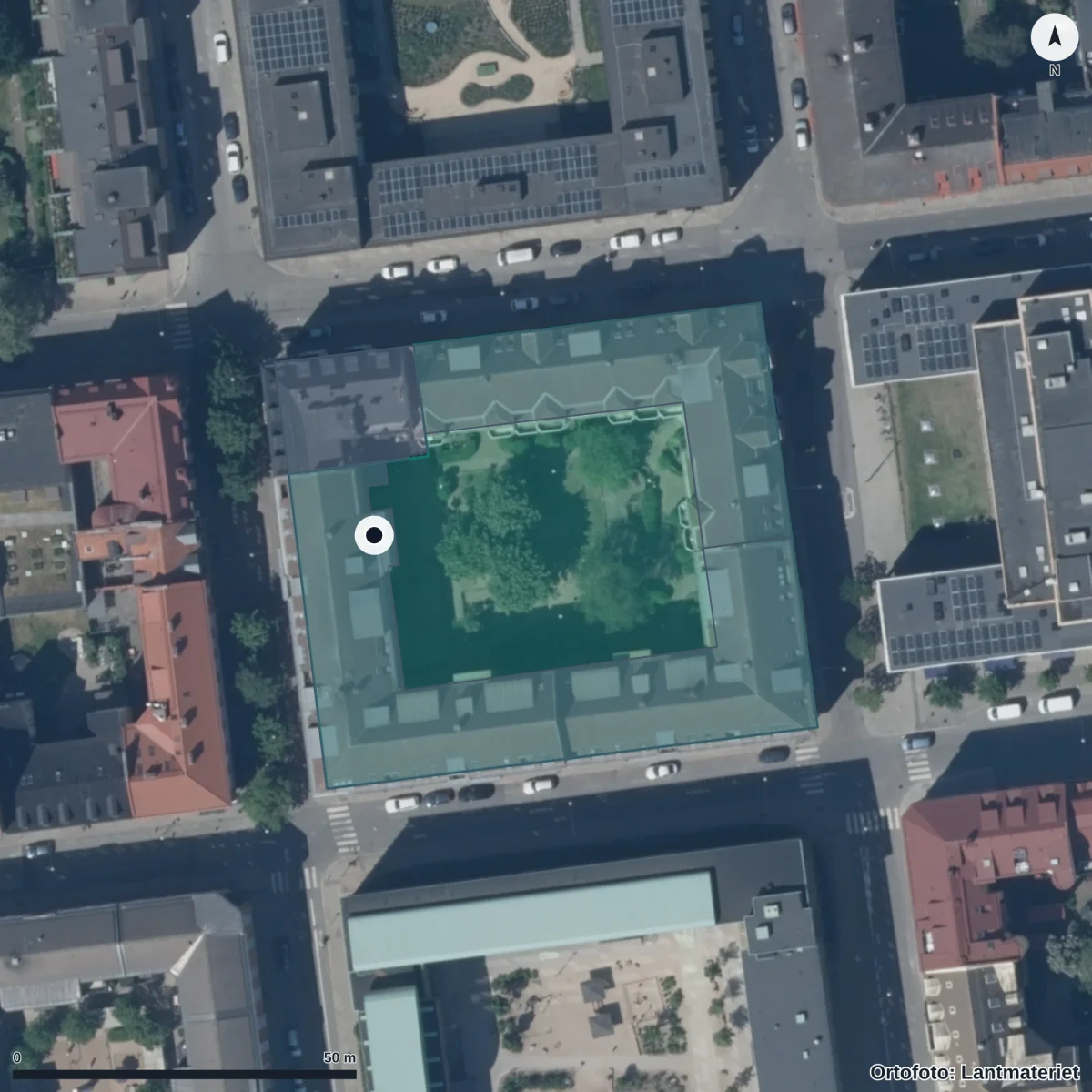 Flygbild över Möllebackens Förskola, ortofoto från Lantmäteriet