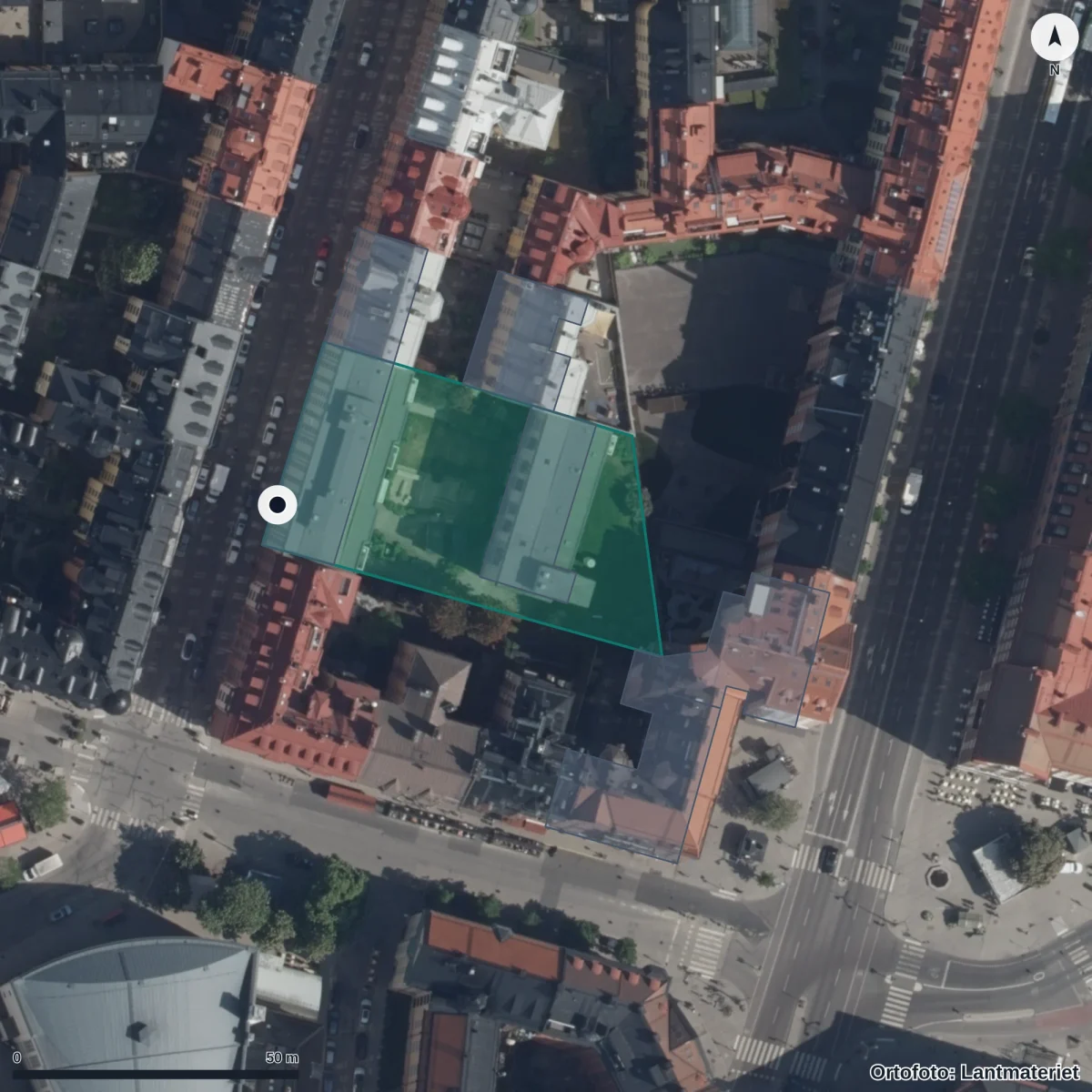 Flygbild över Förskolan Sol-ägget, ortofoto från Lantmäteriet