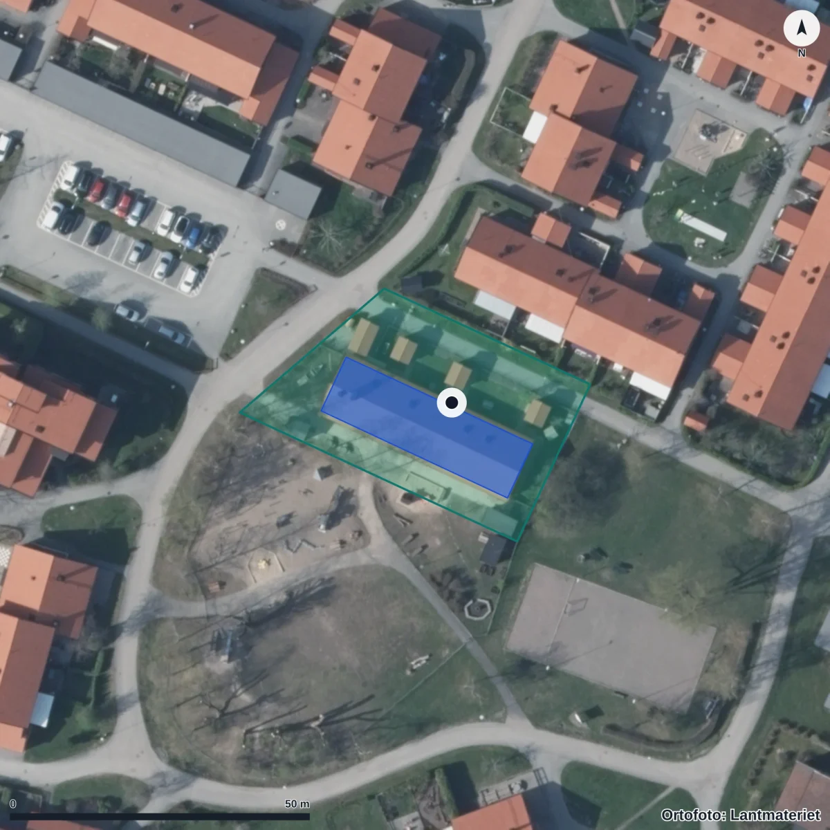 Flygbild över Lergöken, ortofoto från Lantmäteriet
