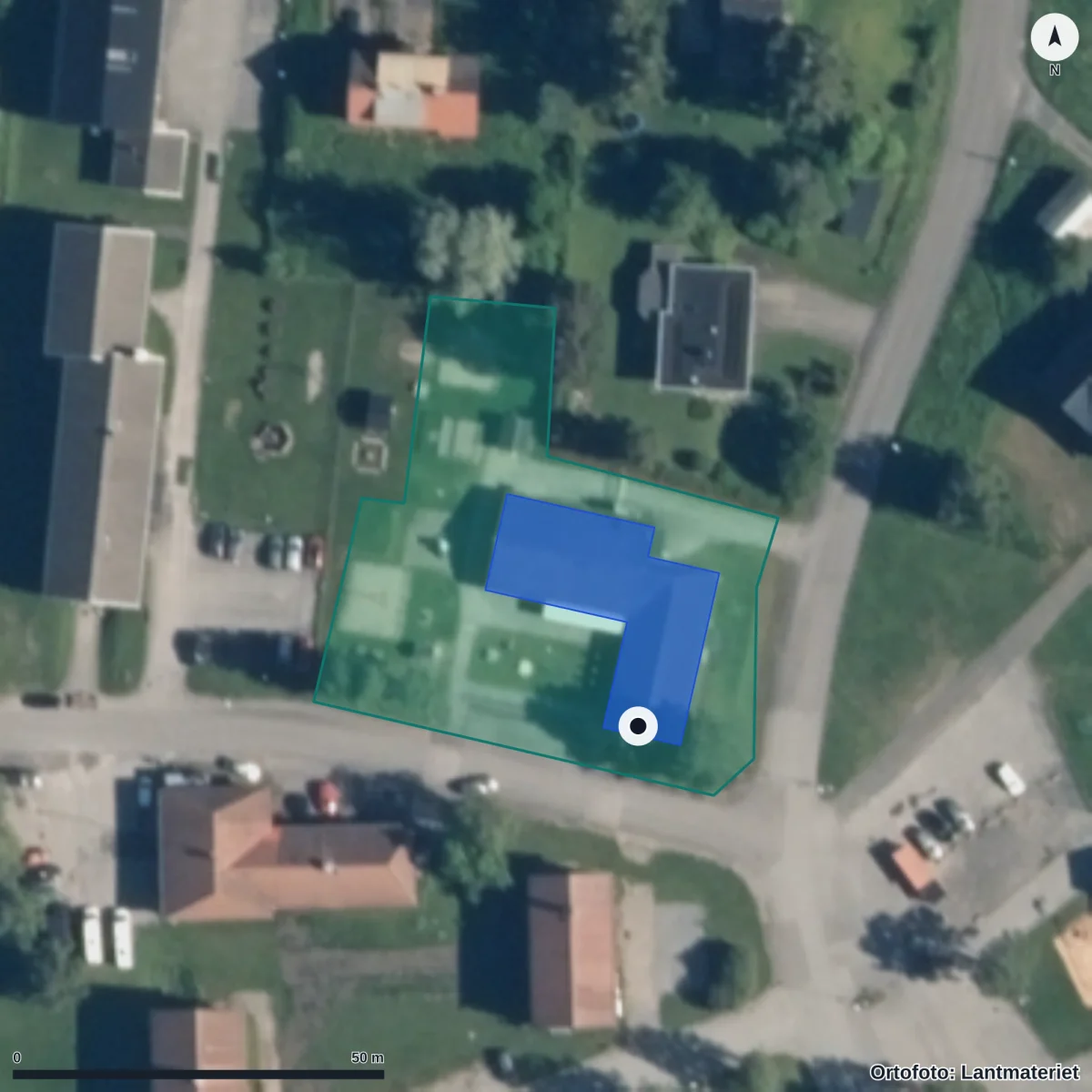 Flygbild över Åshagen, ortofoto från Lantmäteriet
