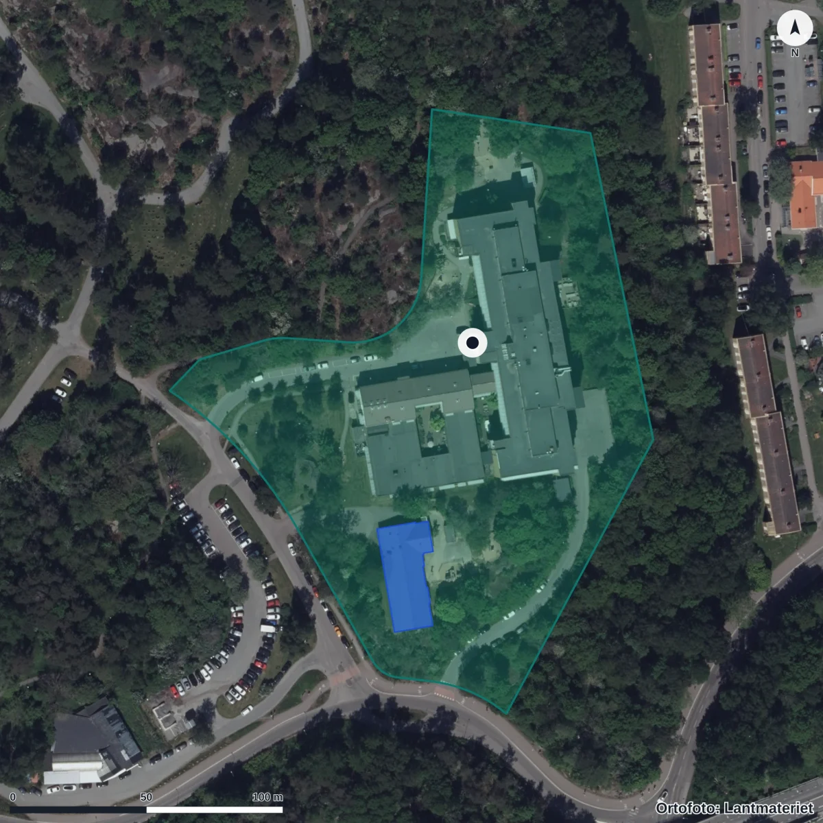Flygbild över Svaleboskogen 7 Förskola, ortofoto från Lantmäteriet