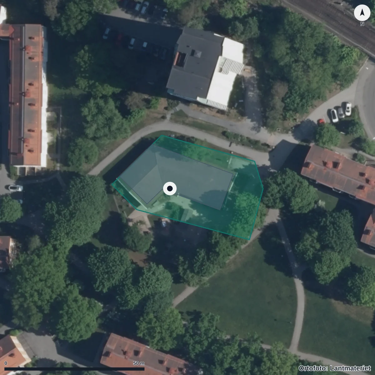 Flygbild över Förskolan Abisko, ortofoto från Lantmäteriet