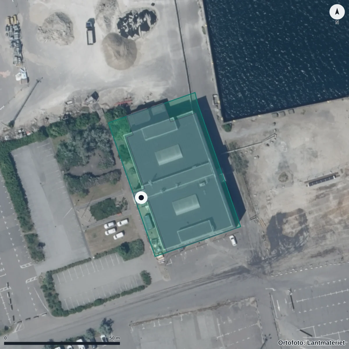 Flygbild över Gröna Dockans Förskola, ortofoto från Lantmäteriet