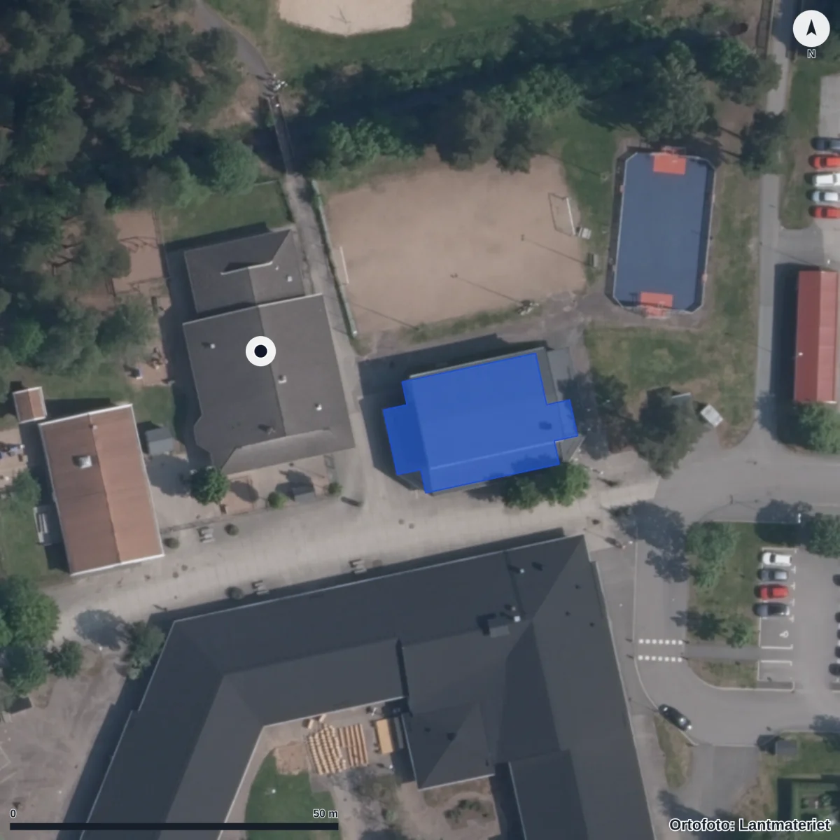 Flygbild över Växthusets Förskola Gislaved, ortofoto från Lantmäteriet