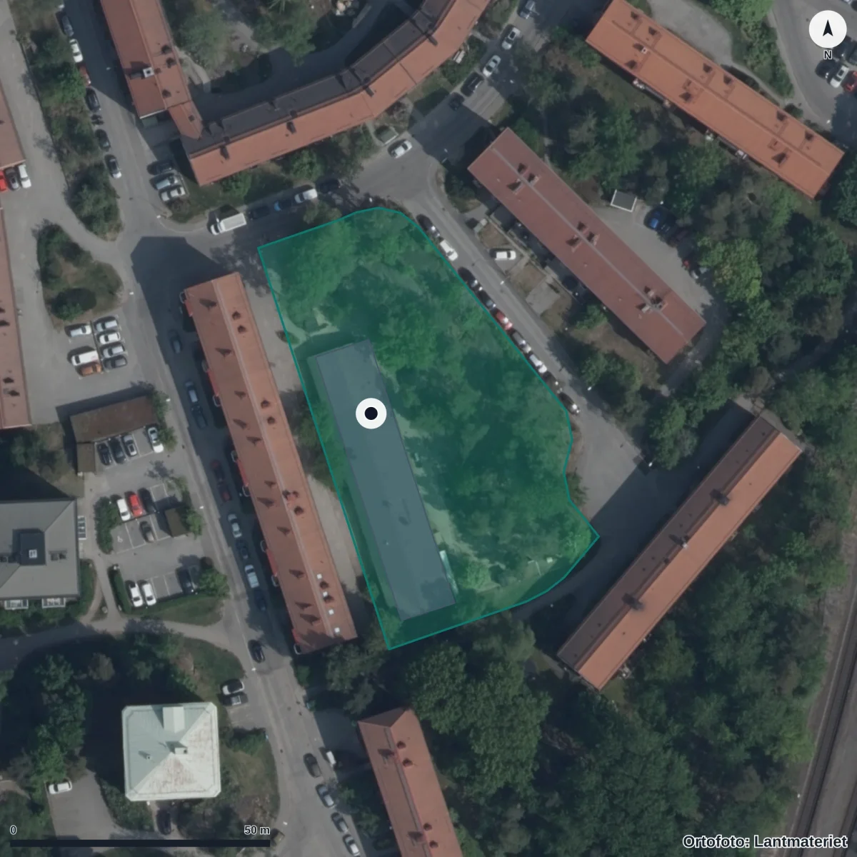 Flygbild över Förskolan Berget, ortofoto från Lantmäteriet