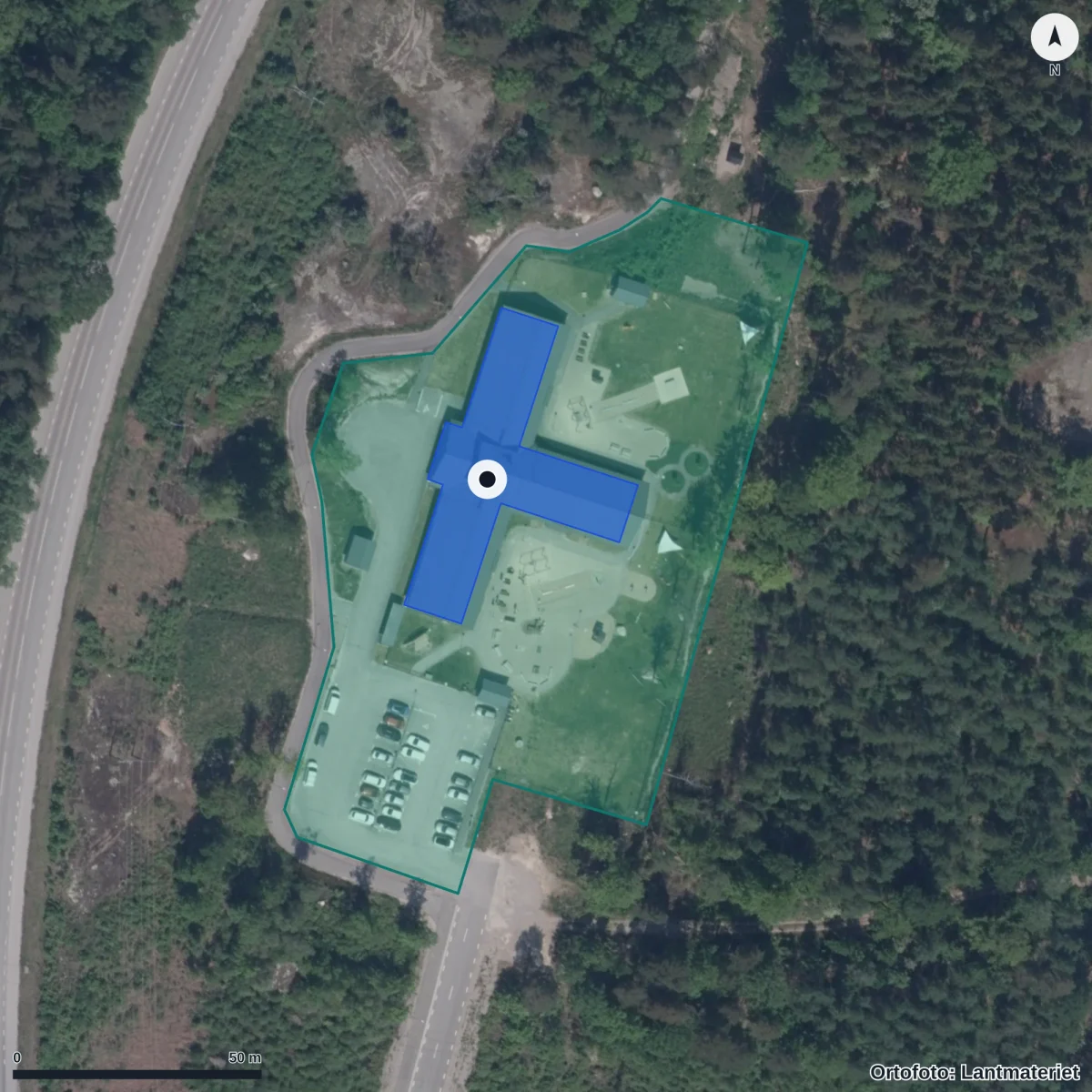 Flygbild över Skogsbrynet AB, ortofoto från Lantmäteriet