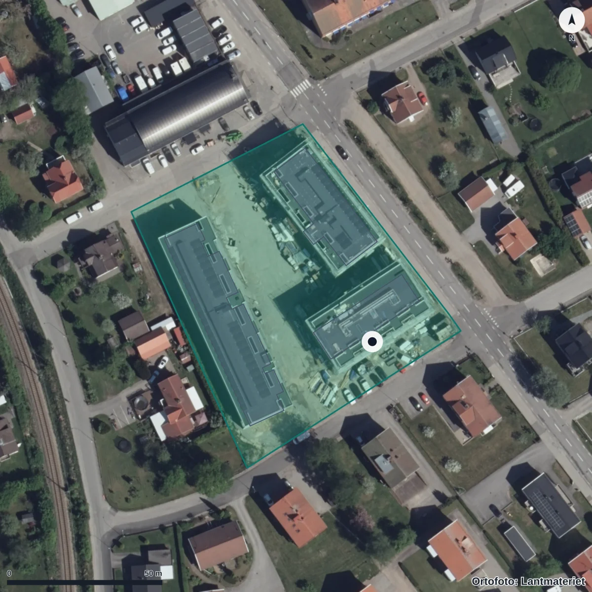 Flygbild över Eggvena Förskola, ortofoto från Lantmäteriet