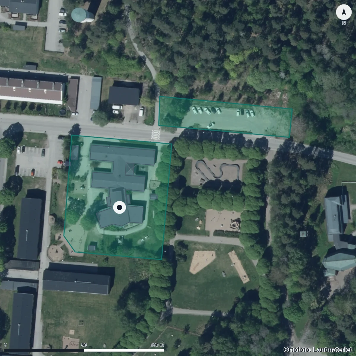 Flygbild över Lergöken, ortofoto från Lantmäteriet