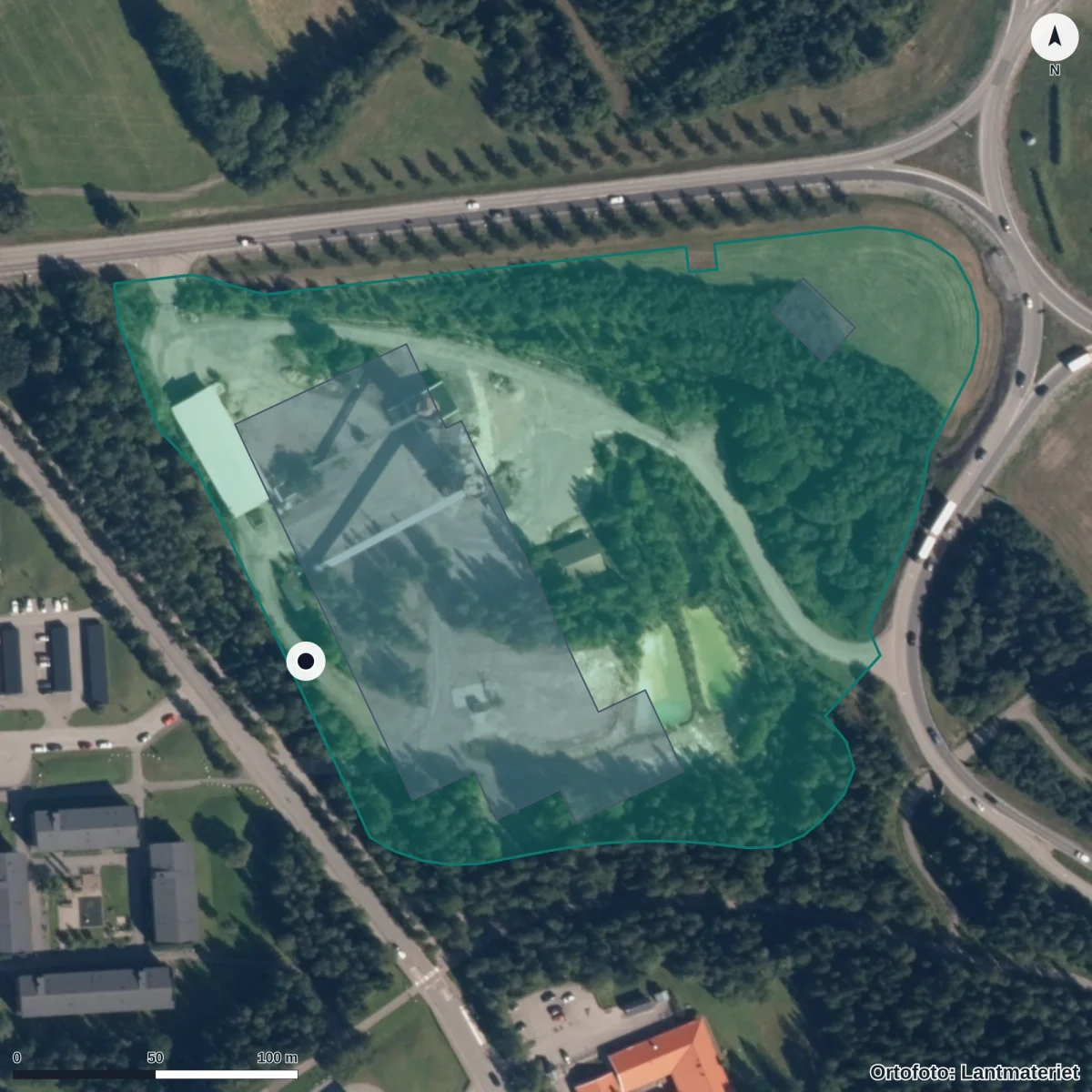 Flygbild över Mosippans Förskola, ortofoto från Lantmäteriet